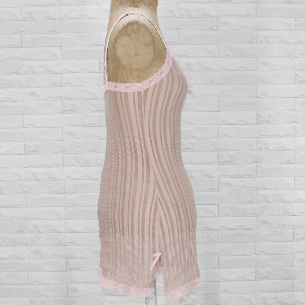 RAMPAGE Chemise Slip Bodycon Stretch Form Fitted Sheer Lace Nude Pink Medium - Picture 2 of 16